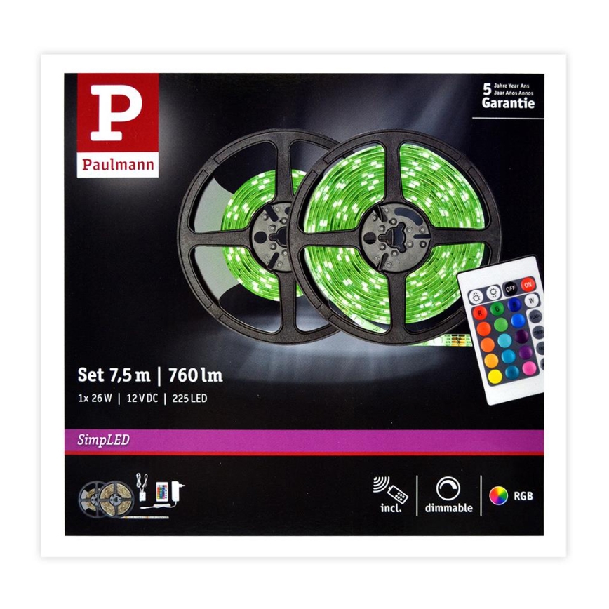 Paulmann 78979 - LED RGB/26W Димируема лента SIMPLED 7.5м 230V + дистанционно