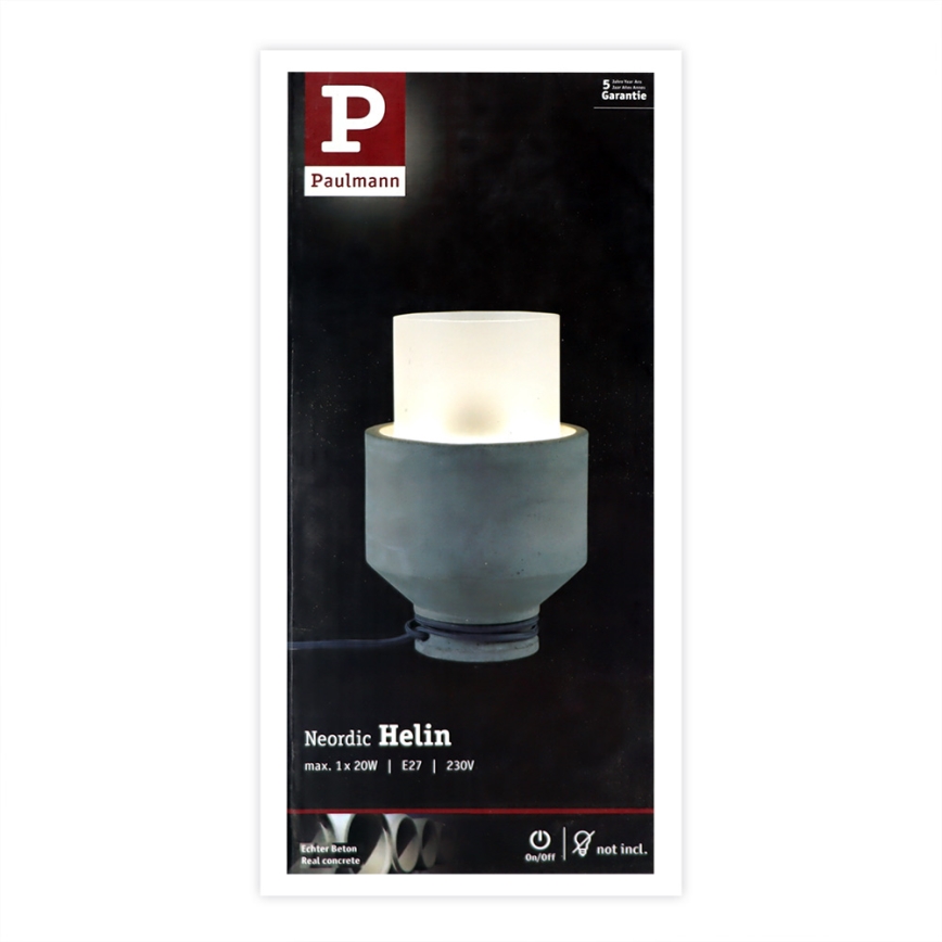 Paulmann 79619 - 1xE27/20W Настолна лампа HELIN 230V