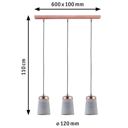 Paulmann 79626 - 3xE27/20W Пендел NEORDIC STIG 230V