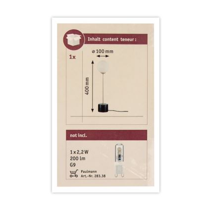 Paulmann 79662 - 1xG9/10W Настолна лампа NEORDIC MOA 230V