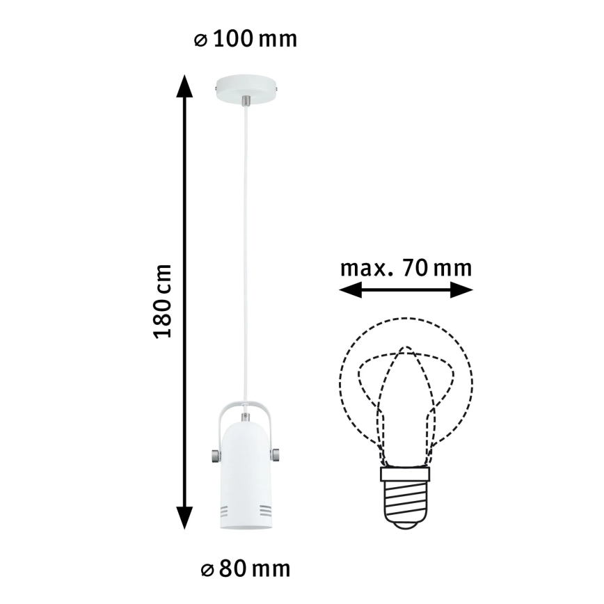 Paulmann 79767 - LED RGBW 1xE27/9W Полилей на кабел LAVEA 230V бял
