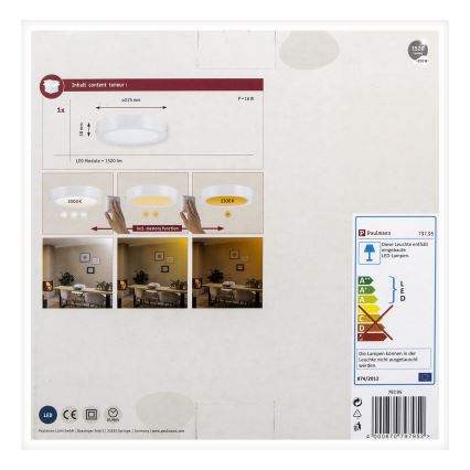 Paulmann 79795 - LED/13W Плафон CARPO 230V 2300/2500/3000K