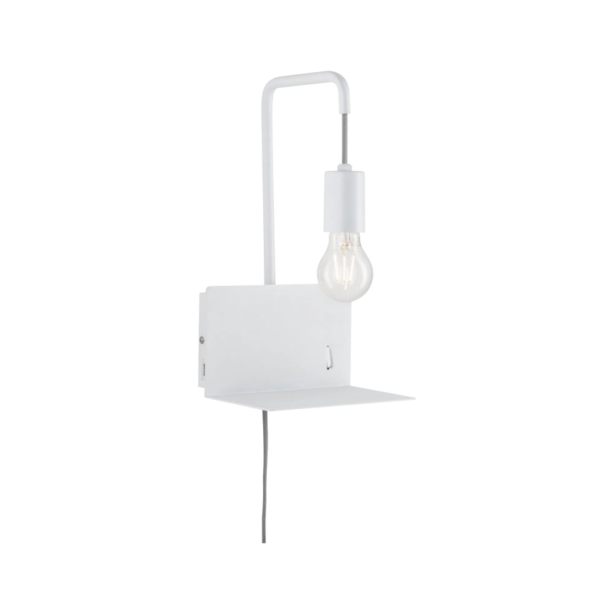 Paulmann 79812 - 1xE27/40W Аплик с полица и USB порт CALVANI 230V бял
