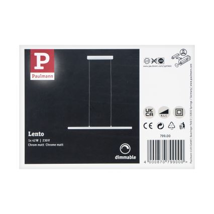 Paulmann 79900 - LED/42W Димируем пендел LENTO 230V матов хром
