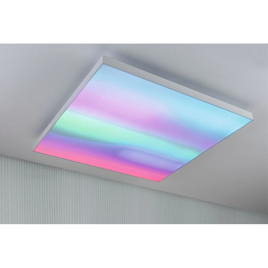 Paulmann 79910 - LED/31W RGBW Димируемо таванно осветително тяло LORIA 230V 3000-6500K 59,5x59,5 cm бяло + дистанционно управление