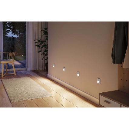 Paulmann 80003 - LED/1W Лампа за стълбище със сензор TSARO 230V Lead/матов хром