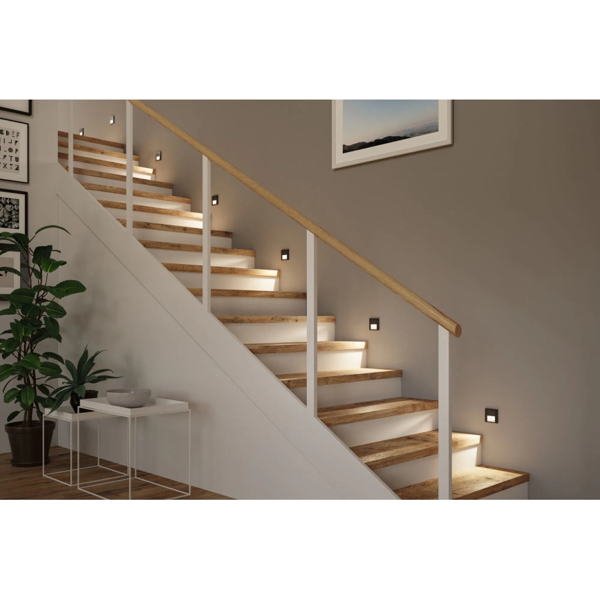 Paulmann 80004 - LED/1W Лампа за стълбище със сензор TSARO 230V Lead/черен