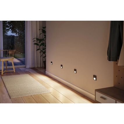 Paulmann 80004 - LED/1W Лампа за стълбище със сензор TSARO 230V Lead/черен