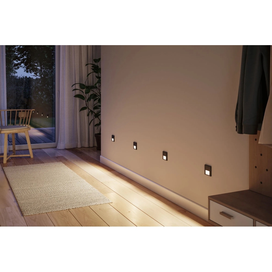 Paulmann 80004 - LED/1W Лампа за стълбище със сензор TSARO 230V Lead/черен