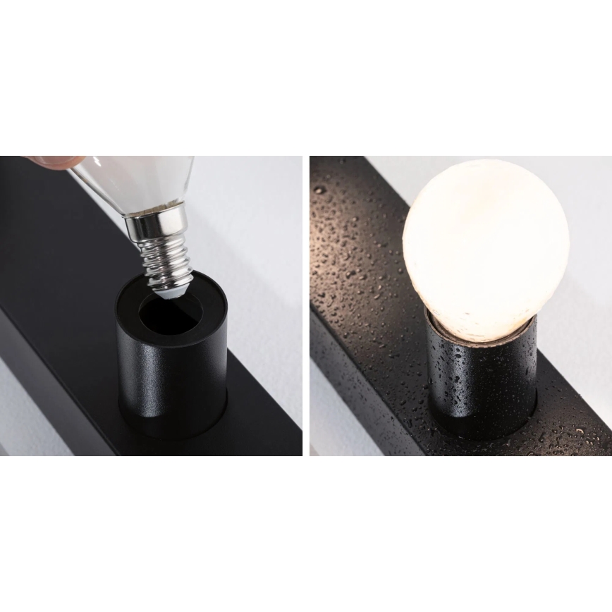 Paulmann 80097 - 3xE14/40W IP44 Лампа за огледало в баня REGULA 230V черен