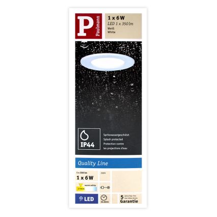 Paulmann 92061 - LED/6W IP44 Вградено осветление за баня QUALITY LINE 230V