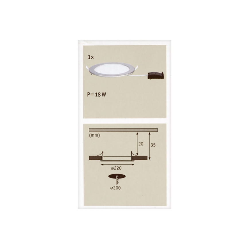 Paulmann 92075 - LED/18W Лампа за окачен таван на баня QUALITY LINE 230V IP44