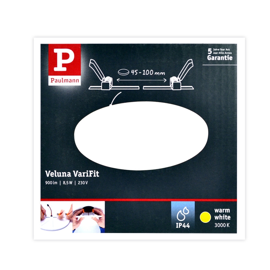 Paulmann 92388 - LED/8,5W IP44 Плафон за вграждане за баня VARIFIT 230V