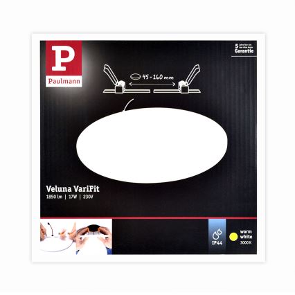 Paulmann 92389 - LED/17W IP44 Плафон за вграждане за баня VARIFIT 230V