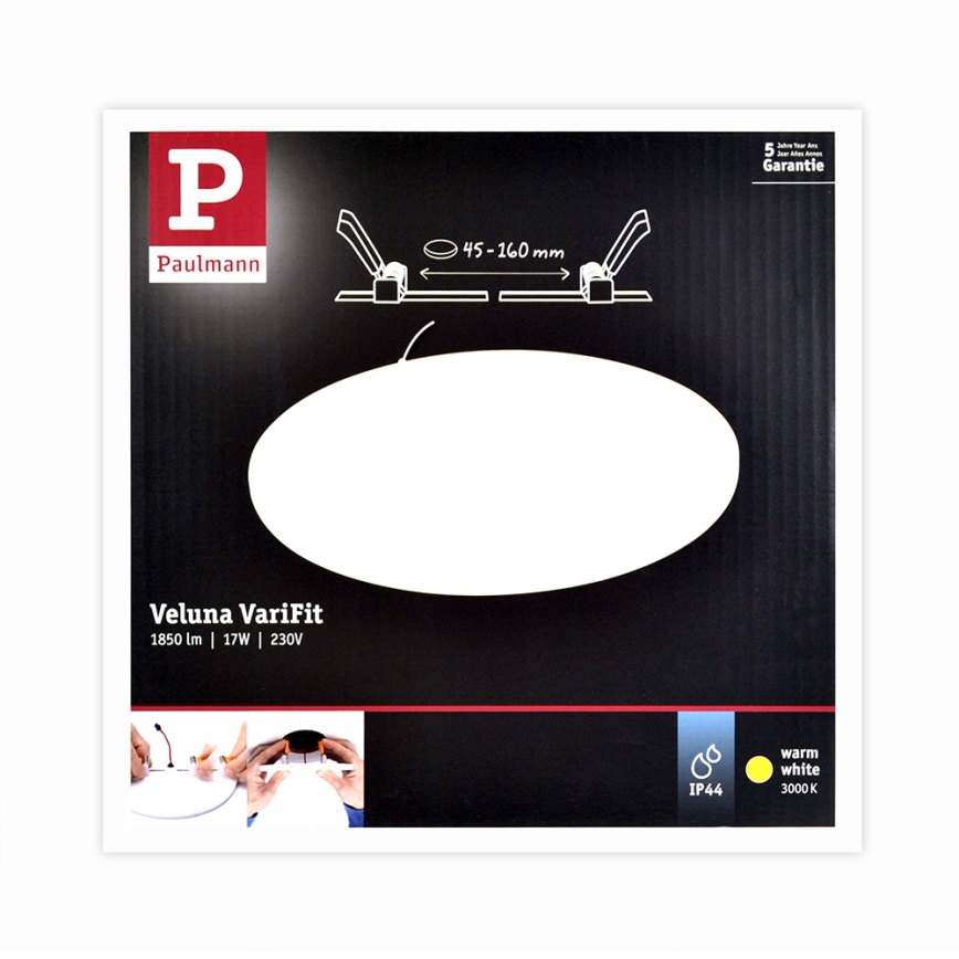 Paulmann 92389 - LED/17W IP44 Плафон за вграждане за баня VARIFIT 230V