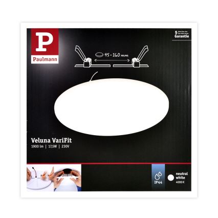Paulmann 92392 - LED/17,5W IP44 Плафон за вграждане в баня VARIFIT 230V