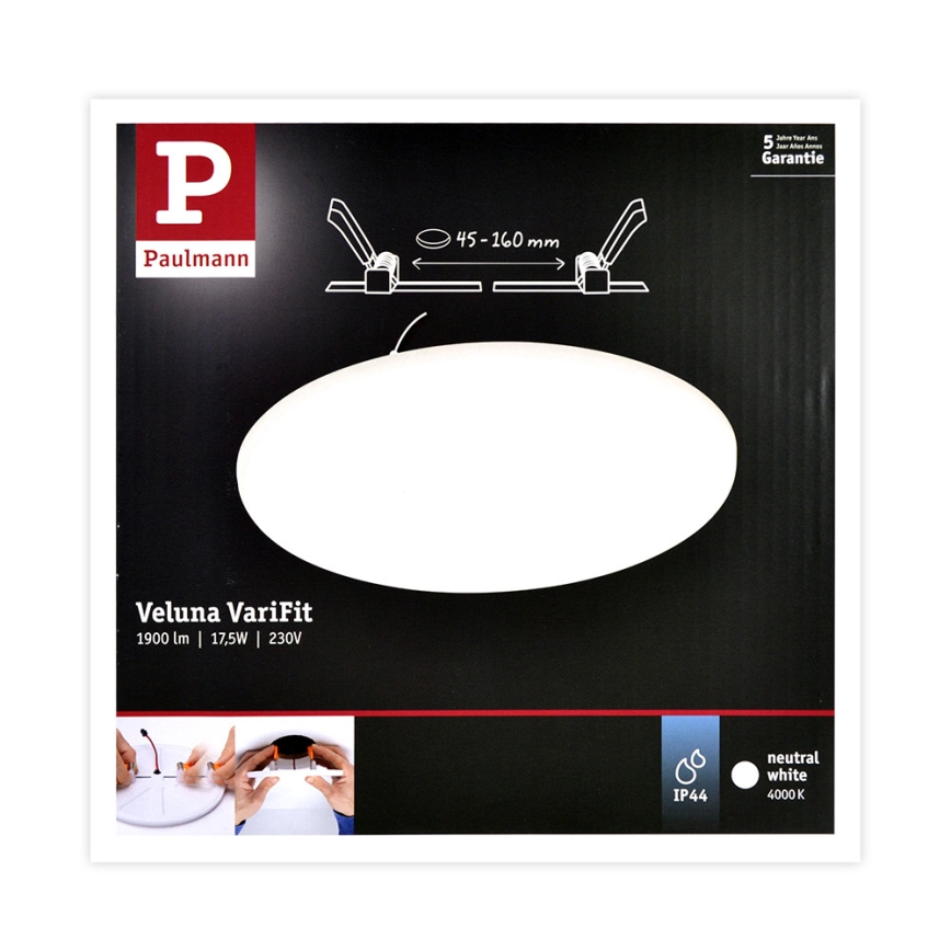 Paulmann 92392 - LED/17,5W IP44 Плафон за вграждане в баня VARIFIT 230V