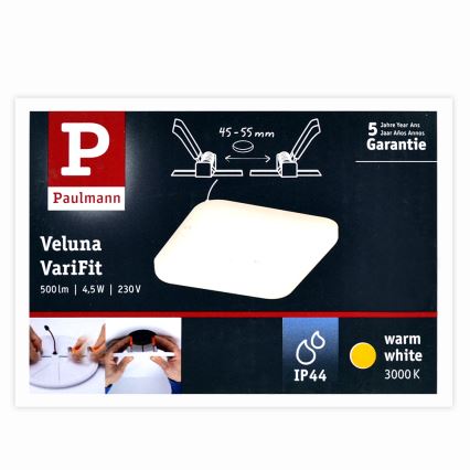Paulmann 92393 - LED/4,5W IP44 Плафон за вграждане за баня VARIFIT 230V