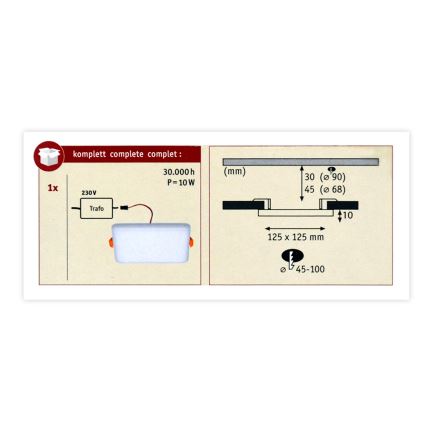 Paulmann 92397 - LED / 8,5W IP44 Таванна лампа за баня VARIFIT 230V