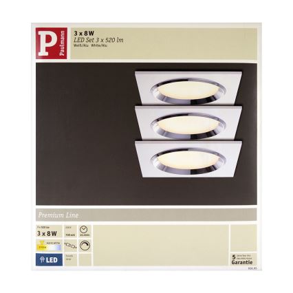 Paulmann 92695 - К-кт 3xLED/8W Димируема лампа за вграждане DICE 230V