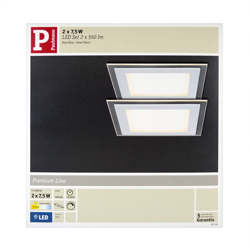 Paulmann 92706 - К-кт 2xLED/7,5W Димируема лампа за вграждане DECODICE 230V