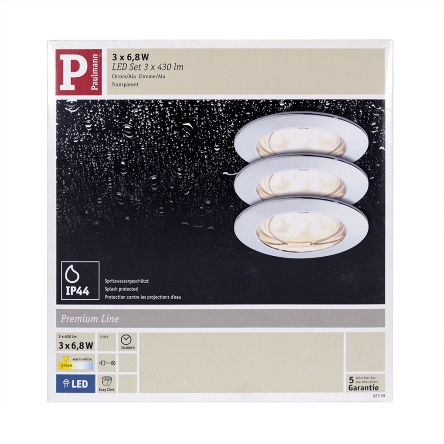 Paulmann 92759 - Комплект 3xLED/6,8W За баня Осветление за окачен таван COIN 230V IP44