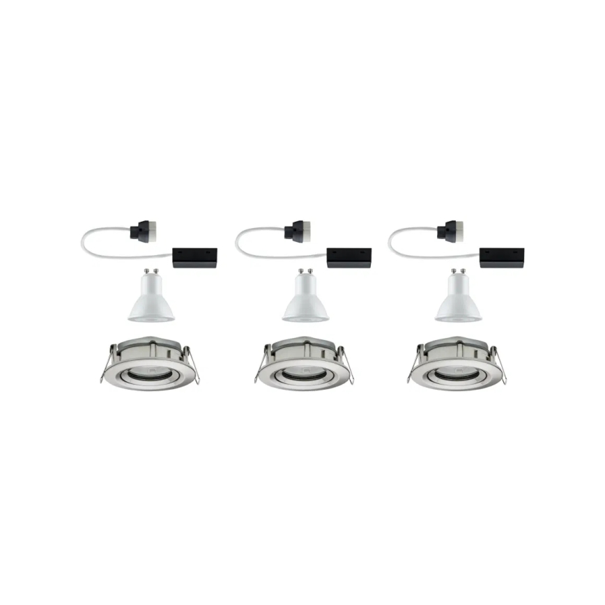 Paulmann 92900 - Комплект 3xGU10/7W IP65 Затъмняващи вградени осветителни тела за баня NOVA 230V