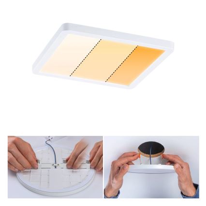 Paulmann 92993 - Вградено LED осветително тяло за баня AREO, 13 W, IP44, 230 V, 2000/3000/4000 K, 17,5 x 17,5 см, бяло