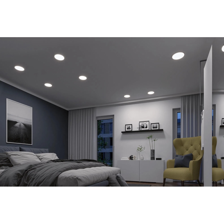 Paulmann 93046 - LED 16W, IP44, димируемо вградено осветително тяло за баня AREO, 230V, 3000-6500K, Ø 23 см, матов хром