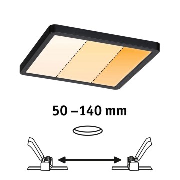 Paulmann 93101 - LED/13W IP44 Вградено таванно осветително тяло AREO за баня 230V 2000/3000/4000K 17,5x17,5 cm черно