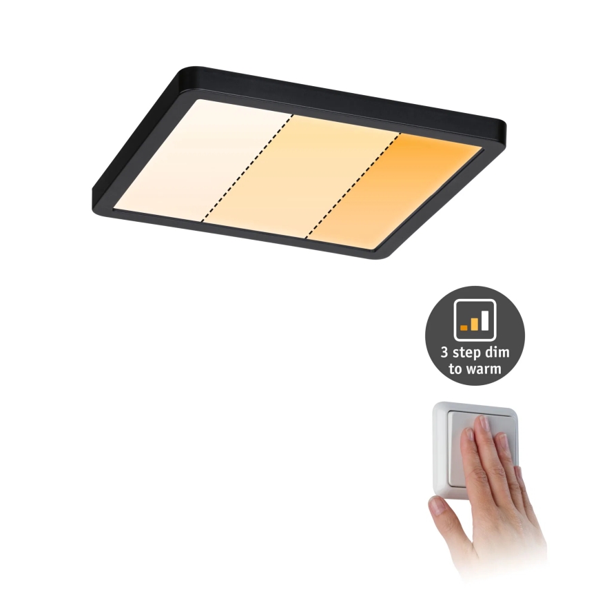 Paulmann 93101 - LED/13W IP44 Вградено таванно осветително тяло AREO за баня 230V 2000/3000/4000K 17,5x17,5 cm черно