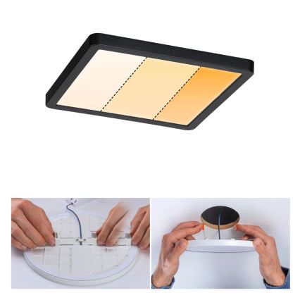 Paulmann 93101 - LED/13W IP44 Вградено таванно осветително тяло AREO за баня 230V 2000/3000/4000K 17,5x17,5 cm черно