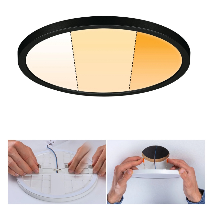 Paulmann 93102 - LED/16W IP44 AREO вградено таванно осветително тяло за баня, 230 V, 2000/3000/4000 K, Ø 23 см, черно
