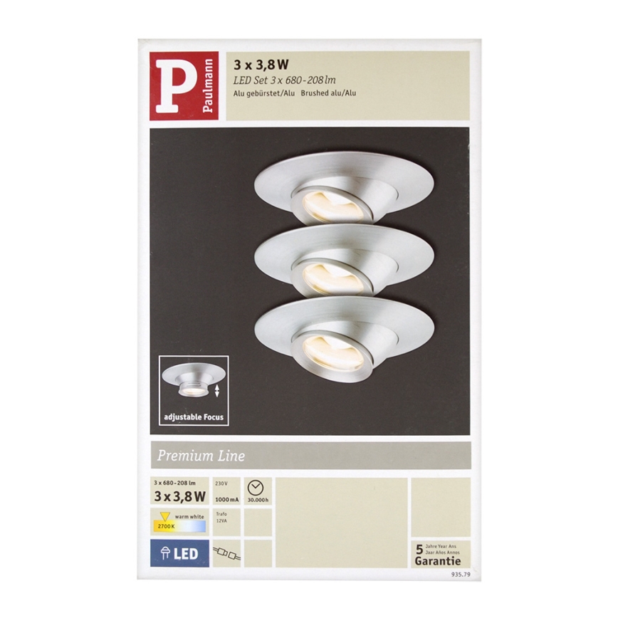 Paulmann 93579 - К-кт 3 бр. LED/3,8W лунички за окачен таван PREMIUM 230V