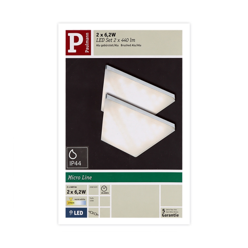 Paulmann 93584 - К-кт 2xLED/6,2W IP44 Осветление за мебели KITE 230V