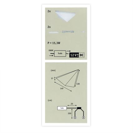 Paulmann 93584 - К-кт 2xLED/6,2W IP44 Осветление за мебели KITE 230V