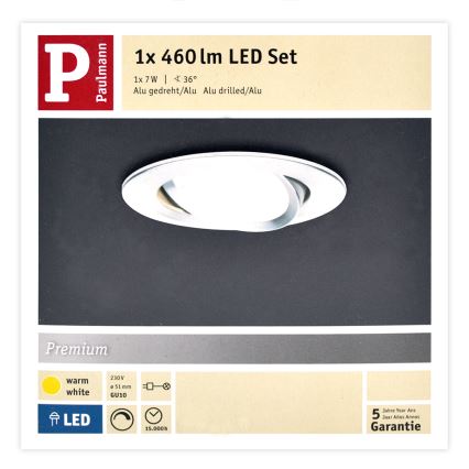 Paulmann 93602 - LED GU10/7W IP23 Димируема лампа за вграждане в баня NOVA 230V