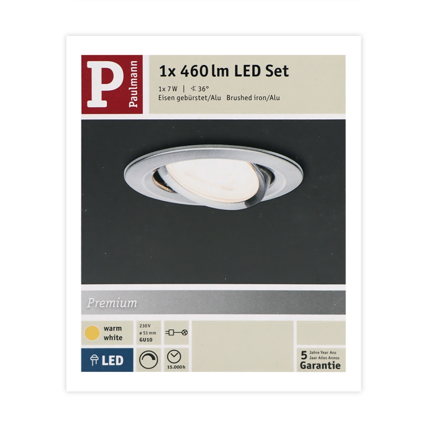Paulmann 93603 - LED-GU10/7W IP23 Димируема луничка за баня NOVA 230V