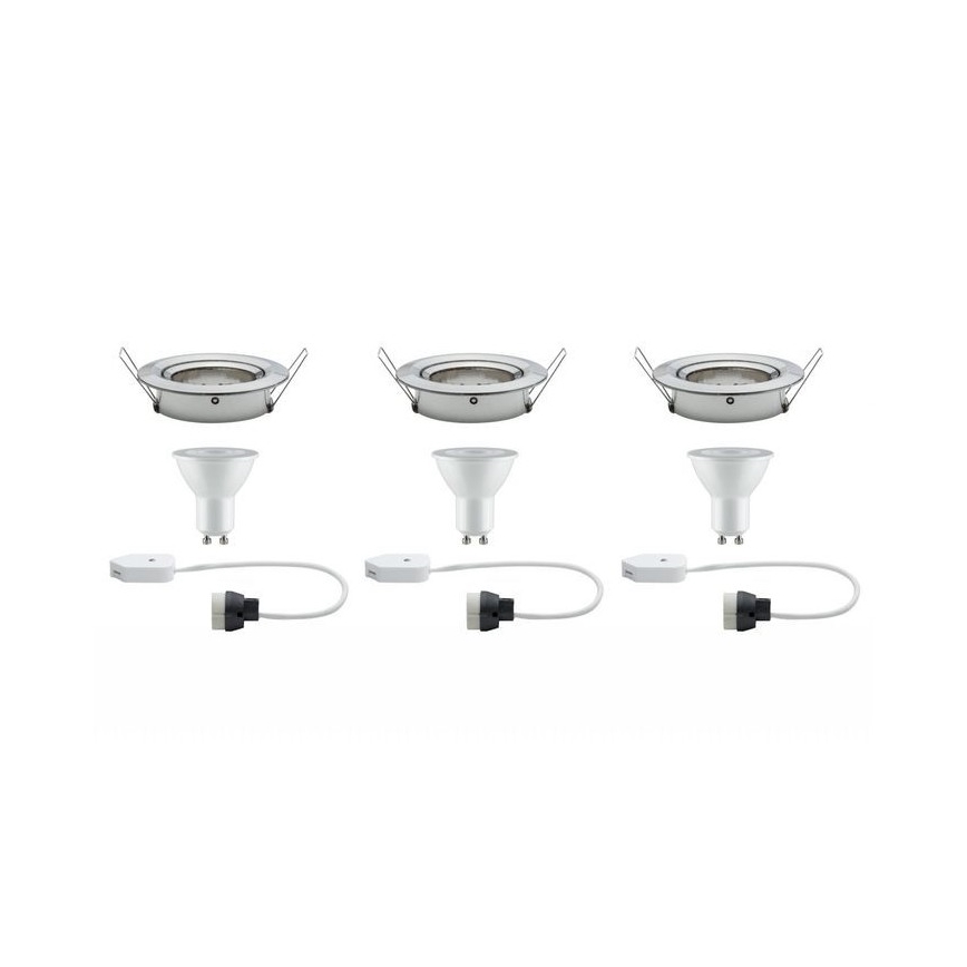 Paulmann 93607 - К-кт 3бр. LED GU10/7W IP23 димируеми лунички за баня NOVA 230V