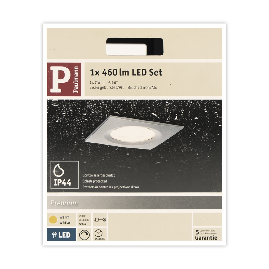 Paulmann 93611 - LED-GU10/7W IP44 Димируема луничка за баня NOVA 230V