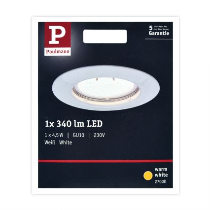 Paulmann 93658 - LED-GU10/4,5W Вградено осветление за окачен таван 230V