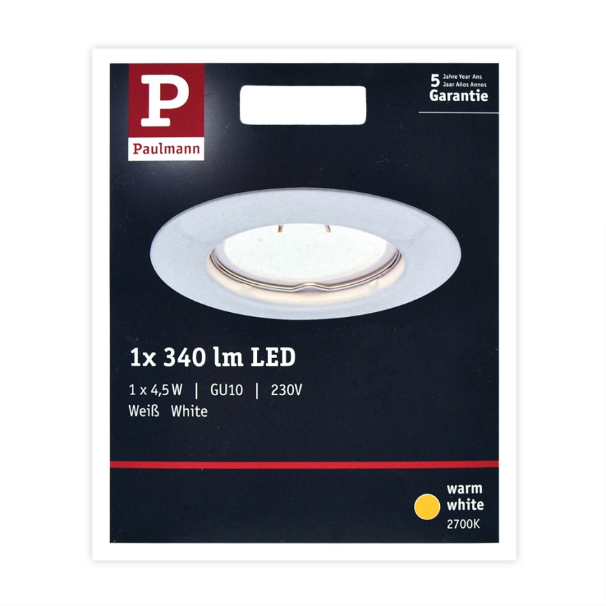 Paulmann 93658 - LED-GU10/4,5W Вградено осветление за окачен таван 230V