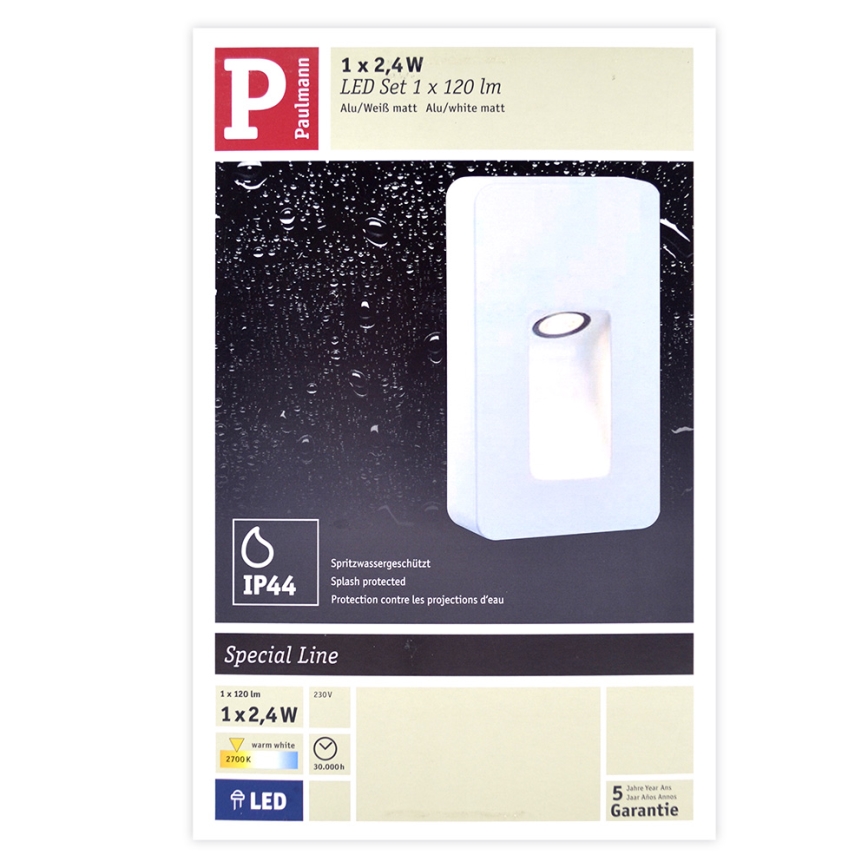 Paulmann 93809 - LED/2,4W IP44 Външна стенна лампа SPECIAL LINE 230V