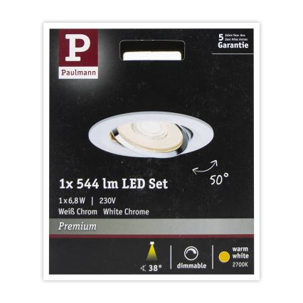 Paulmann 93945 - LED/6,8W IP23 Димируема луничка за баня COIN 230V