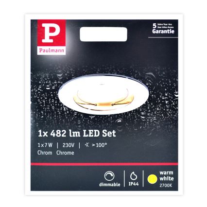 Paulmann 93959 - LED/7W IP44 Димируема луничка за баня COIN 230V