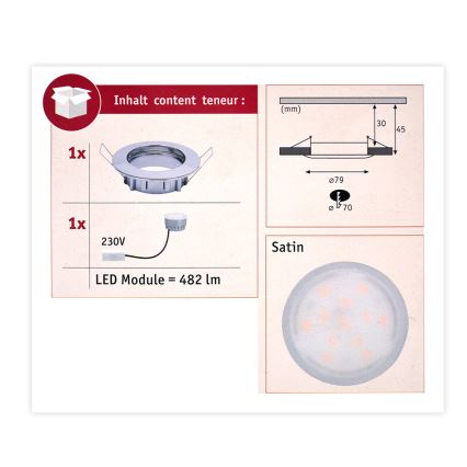 Paulmann 93959 - LED/7W IP44 Димируема луничка за баня COIN 230V