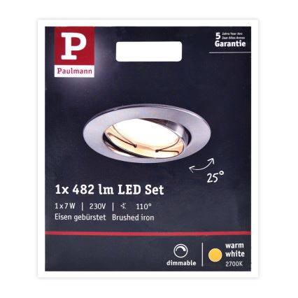 Paulmann 93963 - LED/7W IP23 Димируема луничка за баня COIN 230V