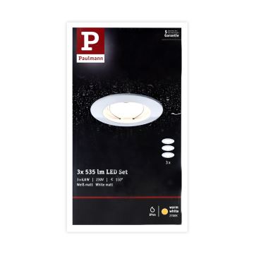 Paulmann 93974 - К-кт 3 бр. LED/6,8W IP44 лунички за баня COIN 230V