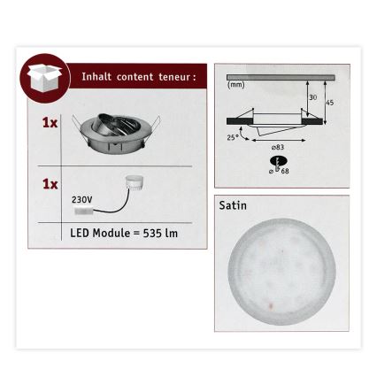 Paulmann 93979 - LED/6,8W IP23 Луничка за баня COIN 230V