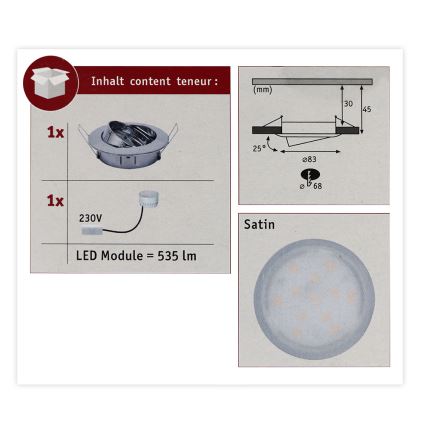 Paulmann 93981 - LED/6,8W IP23 Луничка за баня COIN 230V